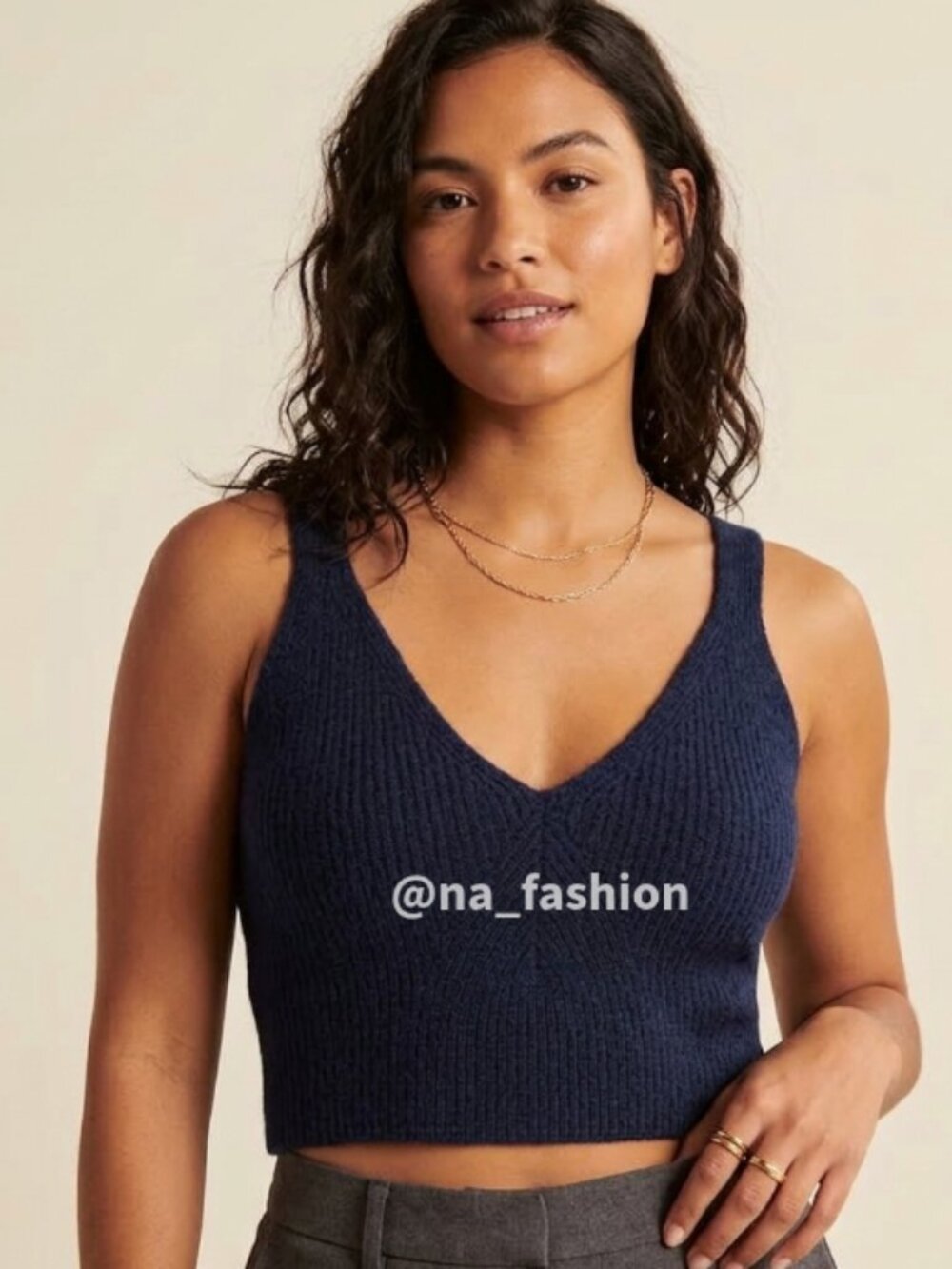 NWT - S,L-J.Crew Cashmere-blend cropped sweater-tank-Navy